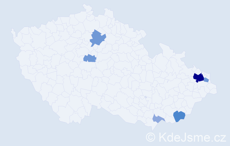 Příjmení: 'Piršel', počet výskytů 16 v celé ČR