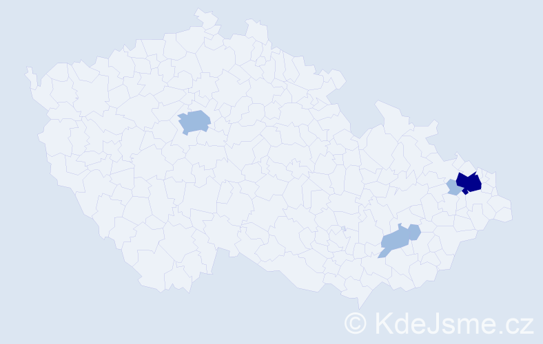 Příjmení: 'Folkner', počet výskytů 8 v celé ČR