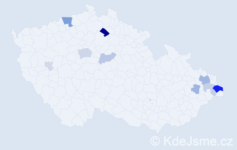 Příjmení: 'Zboranová', počet výskytů 24 v celé ČR