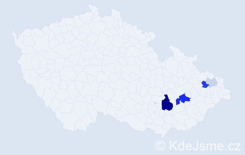 Příjmení: 'Závala', počet výskytů 8 v celé ČR