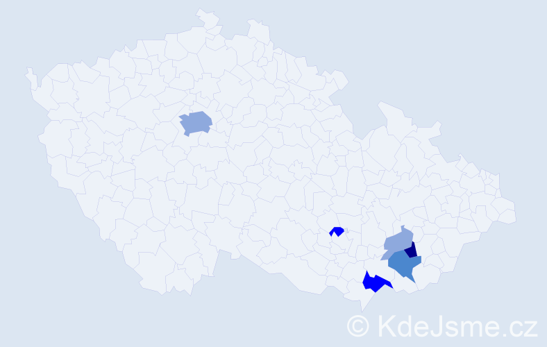Příjmení: 'Kopálek', počet výskytů 17 v celé ČR