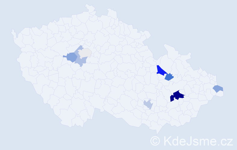 Příjmení: 'Kácel', počet výskytů 15 v celé ČR