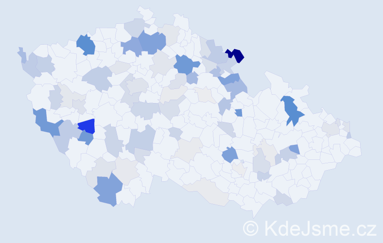 Příjmení: 'Puška', počet výskytů 255 v celé ČR