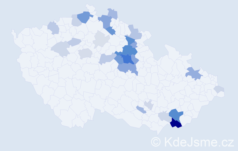 Příjmení: 'Endrychová', počet výskytů 103 v celé ČR