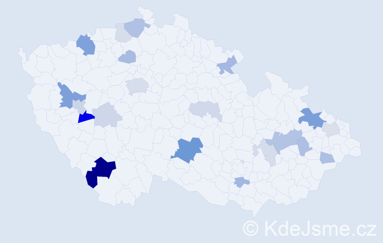 Příjmení: 'Labancová', počet výskytů 53 v celé ČR