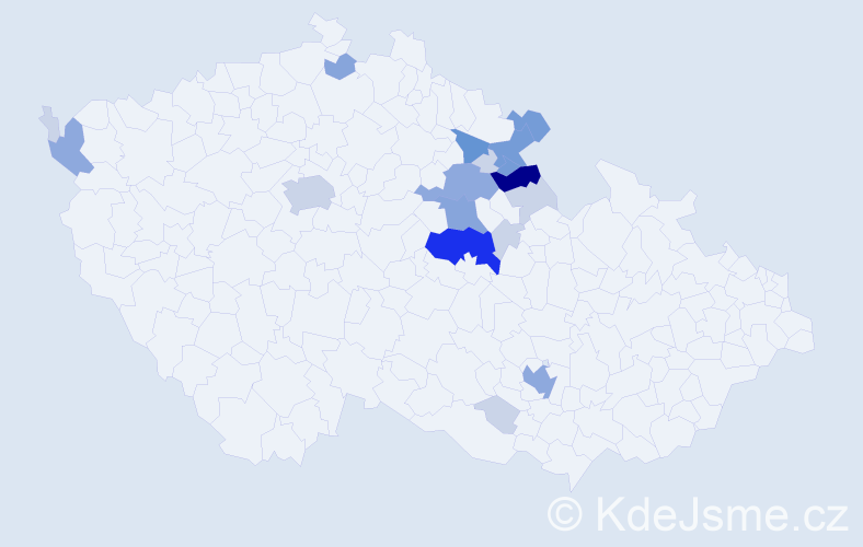 Příjmení: 'Prázová', počet výskytů 57 v celé ČR