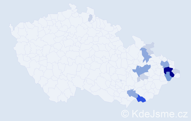 Příjmení: 'Brantálová', počet výskytů 38 v celé ČR