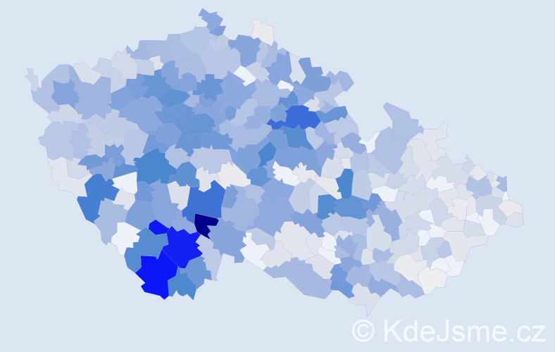 Příjmení: 'Čížek', počet výskytů 3802 v celé ČR