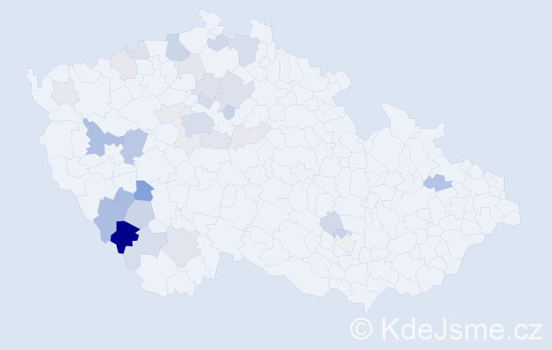 Příjmení: 'Kyznar', počet výskytů 71 v celé ČR