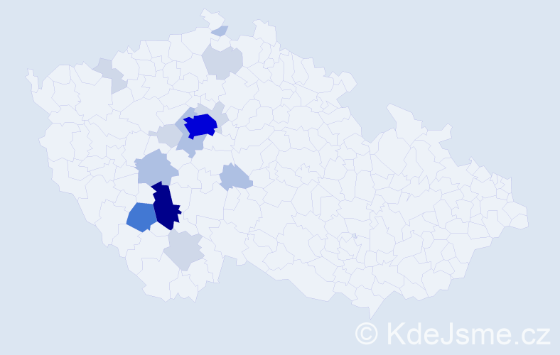 Příjmení: 'Čuřín', počet výskytů 49 v celé ČR