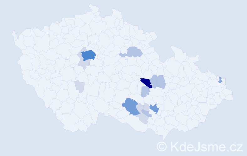 Příjmení: 'Pruška', počet výskytů 52 v celé ČR