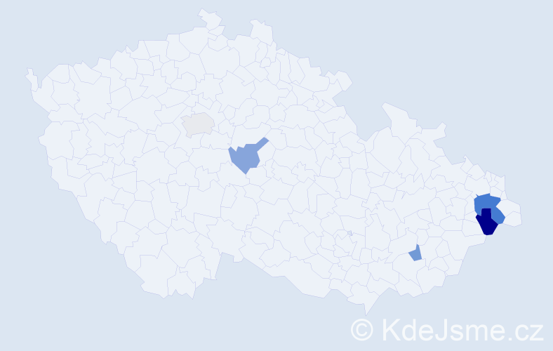 Příjmení: 'Ficeková', počet výskytů 9 v celé ČR