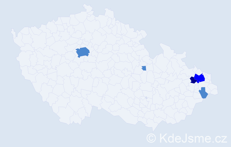 Příjmení: 'Hurtečáková', počet výskytů 8 v celé ČR