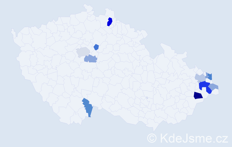 Příjmení: 'Sačková', počet výskytů 25 v celé ČR