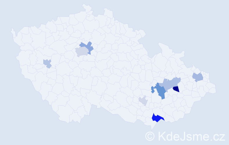 Příjmení: 'Kobeda', počet výskytů 15 v celé ČR