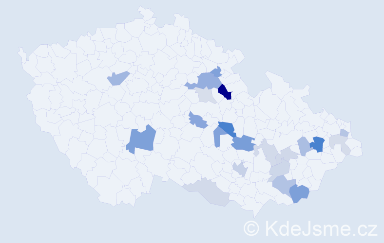 Příjmení: 'Mitanová', počet výskytů 47 v celé ČR