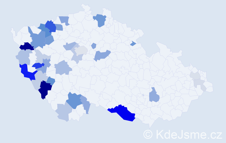 Příjmení: 'Karl', počet výskytů 108 v celé ČR