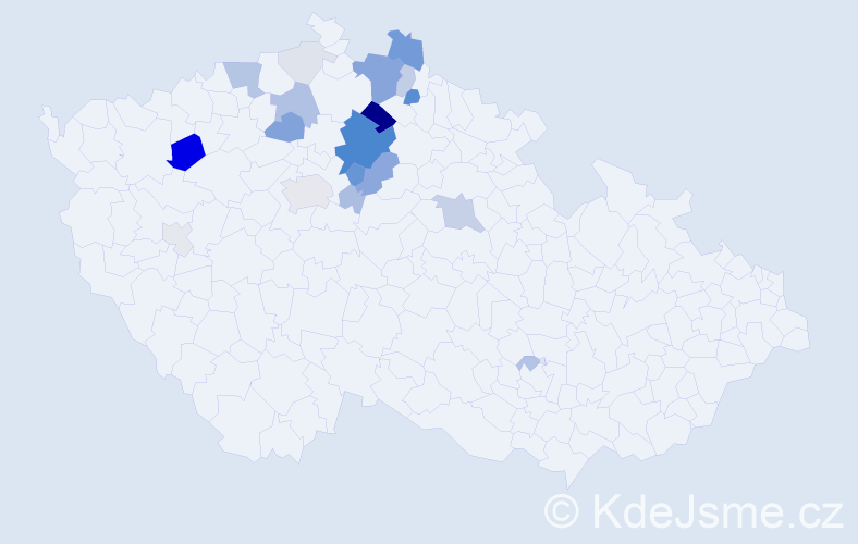 Příjmení: 'Kerda', počet výskytů 72 v celé ČR