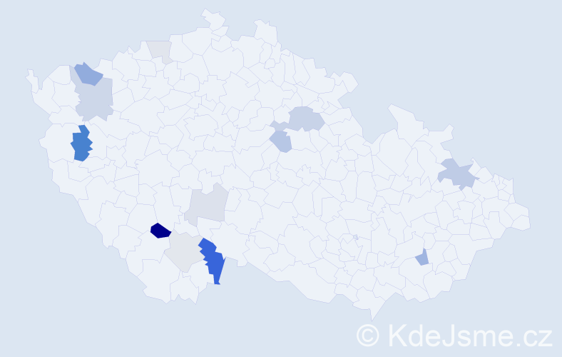 Příjmení: 'Kurš', počet výskytů 28 v celé ČR