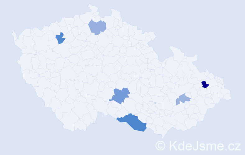 Příjmení: 'Zahrádecká', počet výskytů 10 v celé ČR