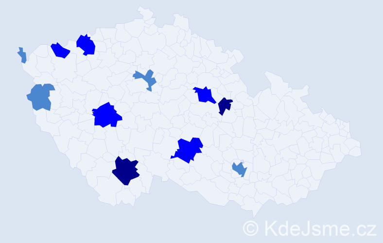 Příjmení: 'Mesarč', počet výskytů 20 v celé ČR