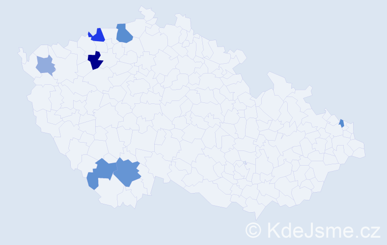 Příjmení: 'Kendrová', počet výskytů 13 v celé ČR