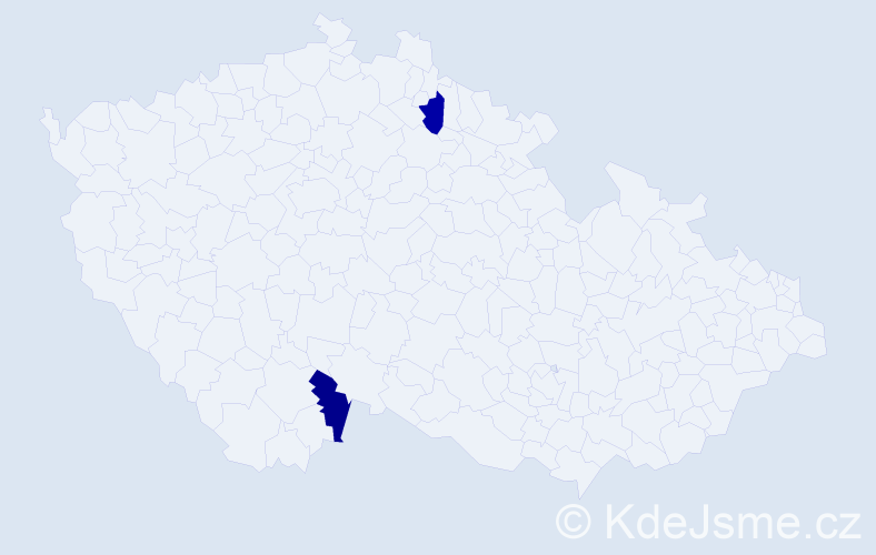 Příjmení: 'Knutelská', počet výskytů 2 v celé ČR