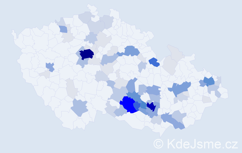 Příjmení: 'Chmelíčková', počet výskytů 302 v celé ČR