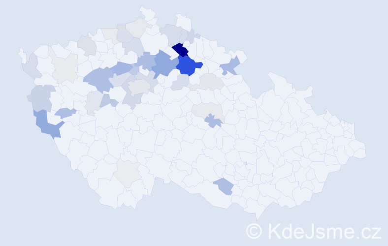 Příjmení: 'Kůtková', počet výskytů 134 v celé ČR