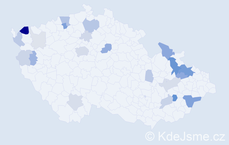 Příjmení: 'Kajaba', počet výskytů 70 v celé ČR