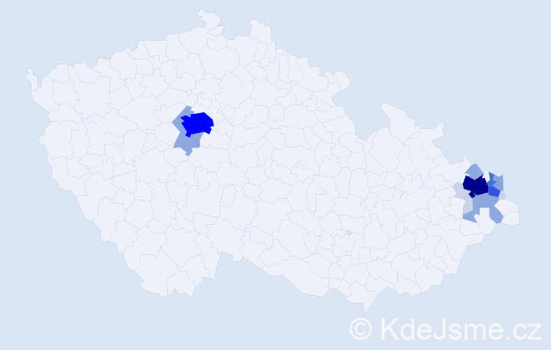 Příjmení: 'Antošík', počet výskytů 52 v celé ČR
