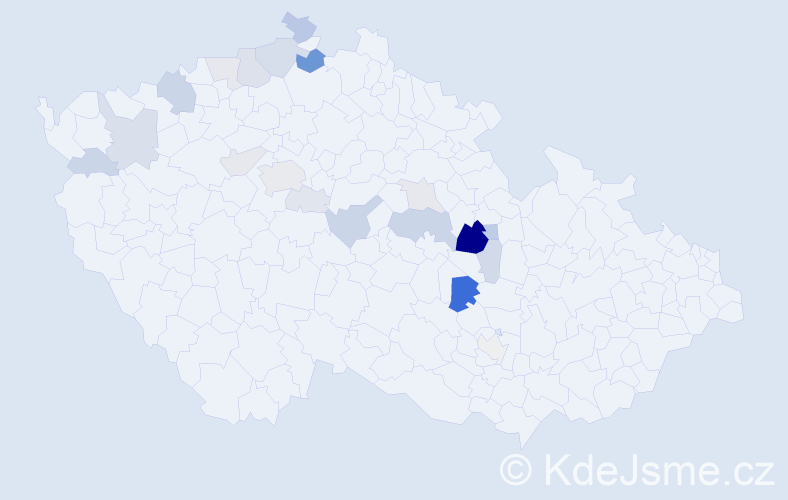 Příjmení: 'Štyndlová', počet výskytů 55 v celé ČR