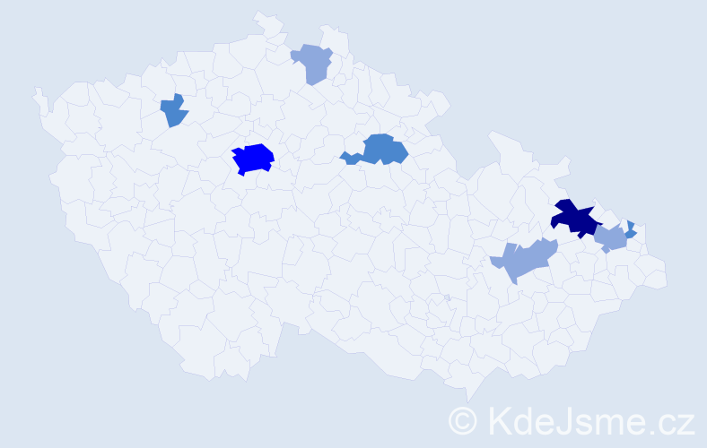 Příjmení: 'Kawan', počet výskytů 22 v celé ČR