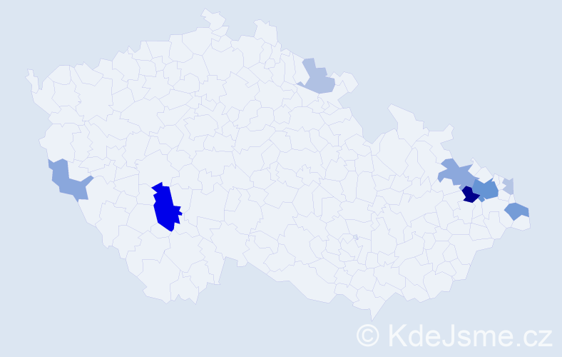 Příjmení: 'Čišecká', počet výskytů 24 v celé ČR