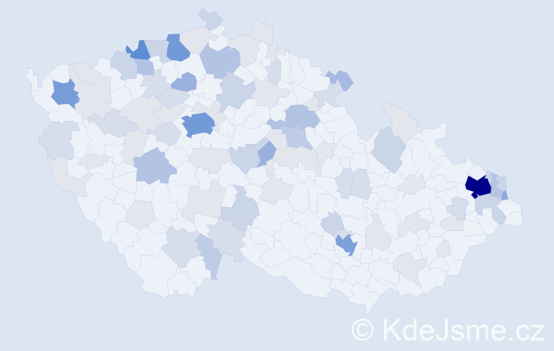 Příjmení: 'Horvath', počet výskytů 259 v celé ČR