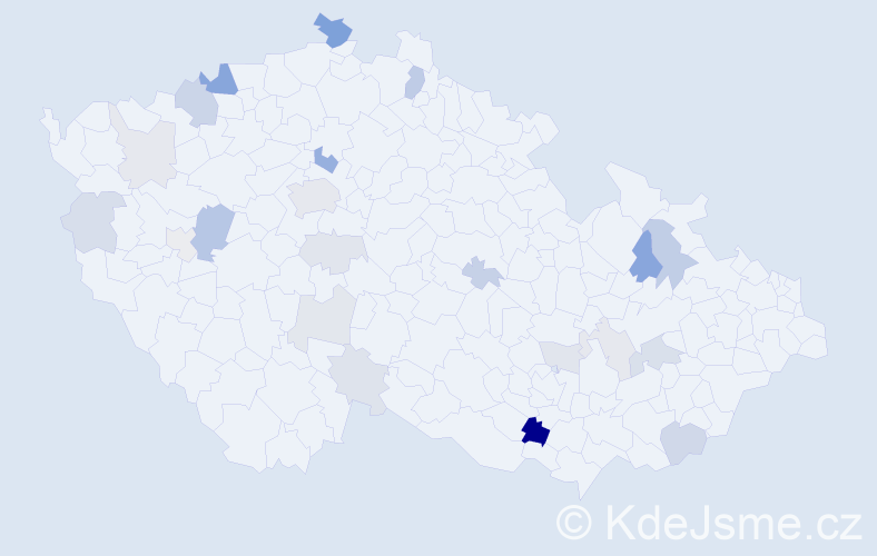 Příjmení: 'Mitošinková', počet výskytů 54 v celé ČR