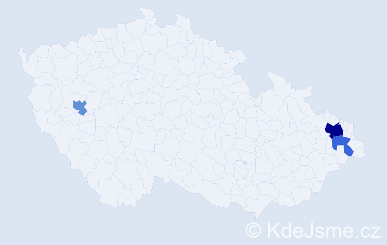 Příjmení: 'Přebindová', počet výskytů 6 v celé ČR