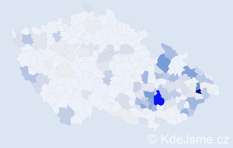 Příjmení: 'Kupčík', počet výskytů 455 v celé ČR