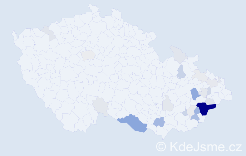 Příjmení: 'Mikulenčáková', počet výskytů 96 v celé ČR