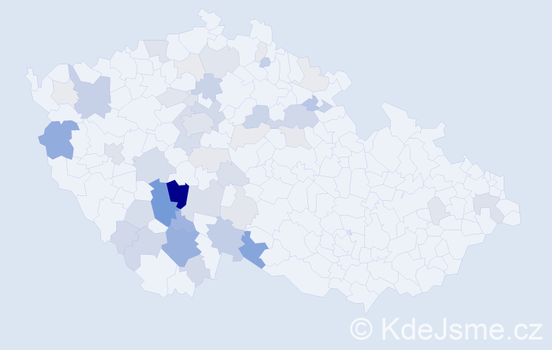 Příjmení: 'Kálal', počet výskytů 151 v celé ČR