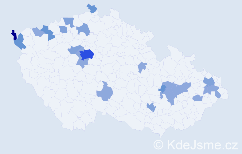 Příjmení: 'Bodor', počet výskytů 47 v celé ČR