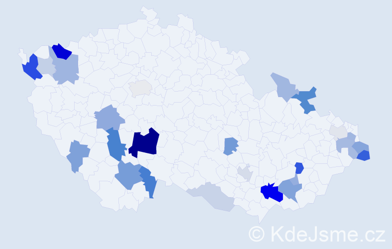 Příjmení: 'Benedik', počet výskytů 69 v celé ČR