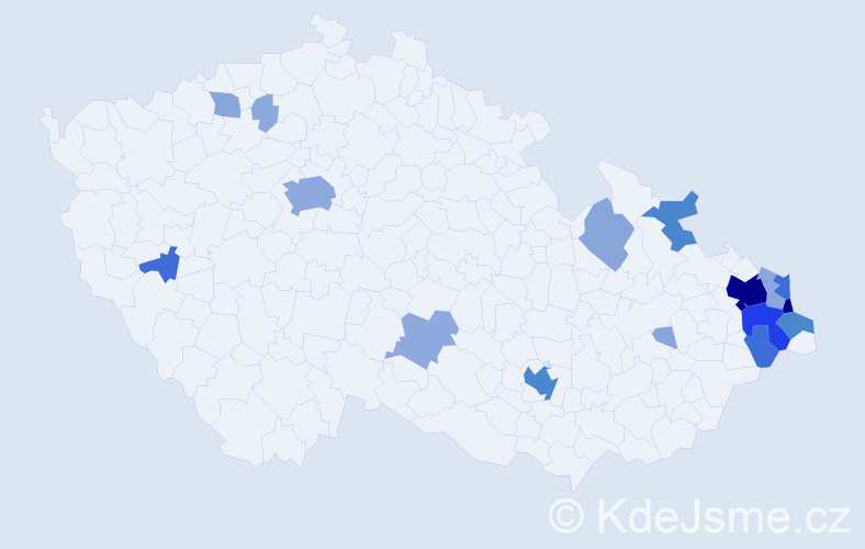 Příjmení: 'Ledvoňová', počet výskytů 65 v celé ČR