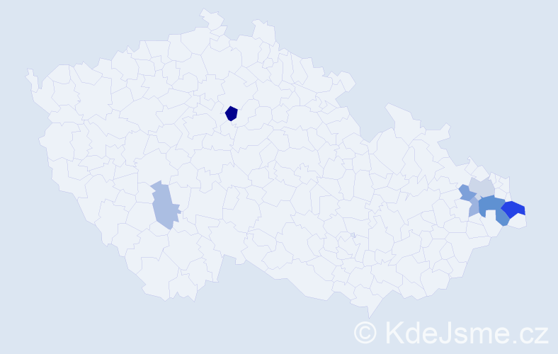 Příjmení: 'Holexová', počet výskytů 18 v celé ČR