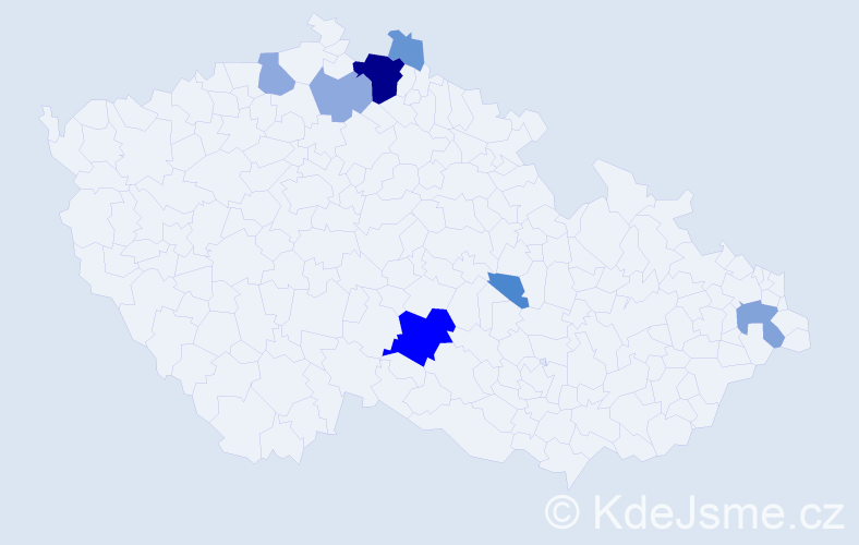 Příjmení: 'Wondráková', počet výskytů 25 v celé ČR