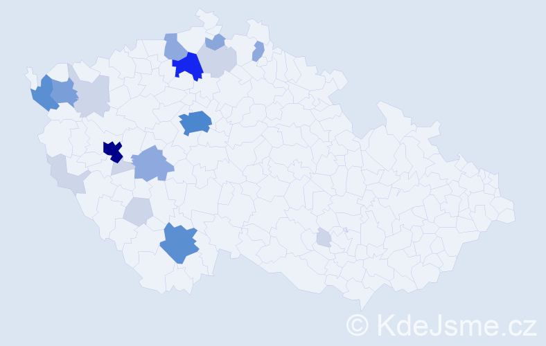 Příjmení: 'Kýček', počet výskytů 62 v celé ČR