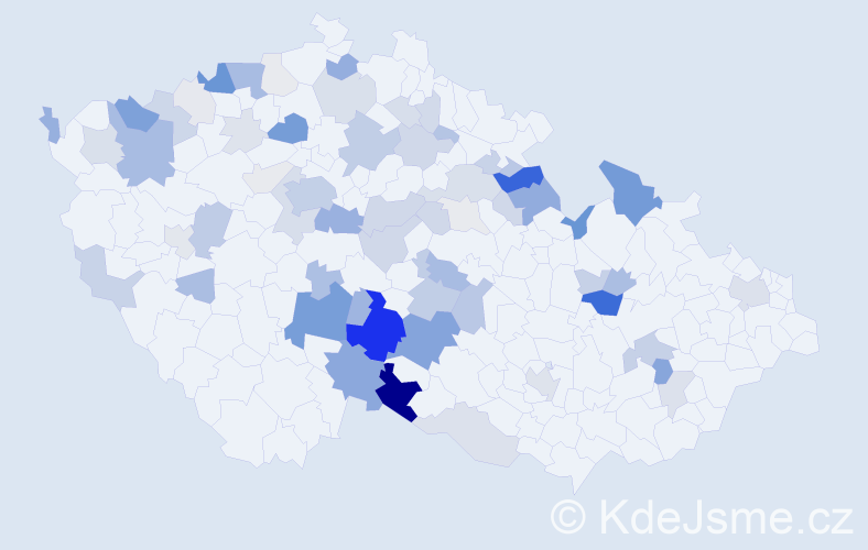 Příjmení: 'Kejval', počet výskytů 252 v celé ČR