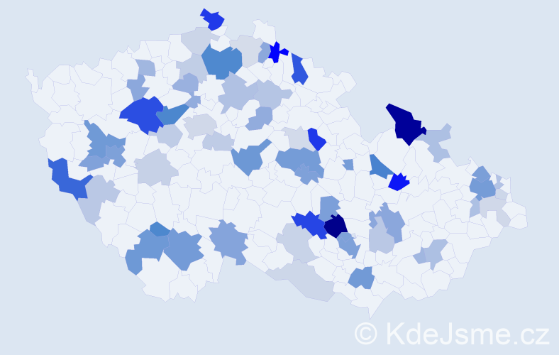 Příjmení: 'Chovanová', počet výskytů 157 v celé ČR