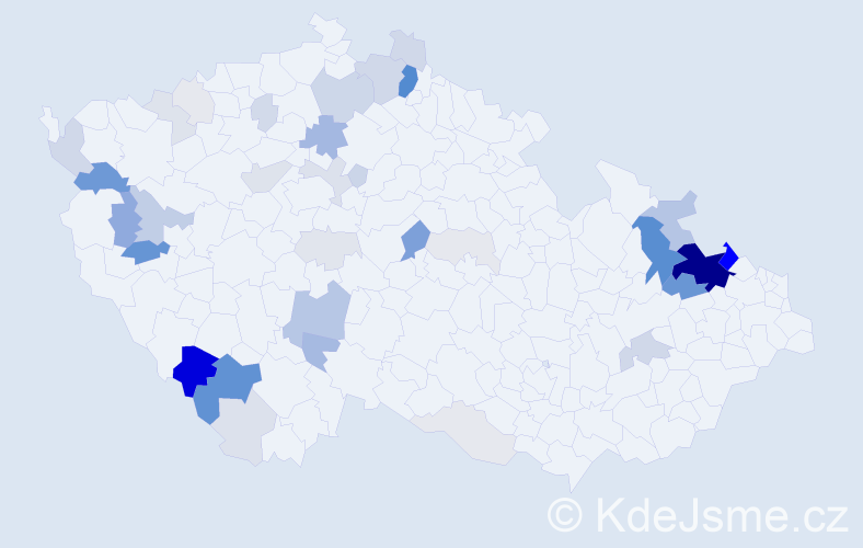 Příjmení: 'Laci', počet výskytů 162 v celé ČR