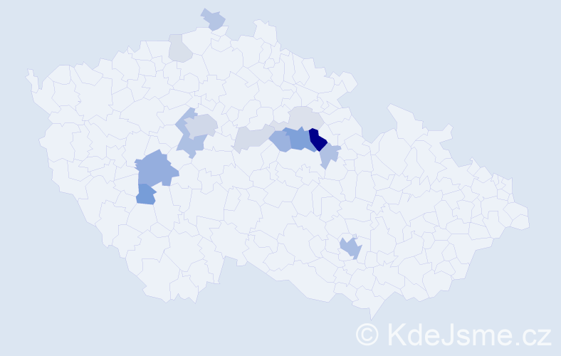 Příjmení: 'Čefelín', počet výskytů 42 v celé ČR